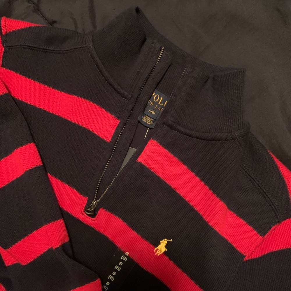 Polo Ralph Lauren Quarter Zip Striped  Sweater